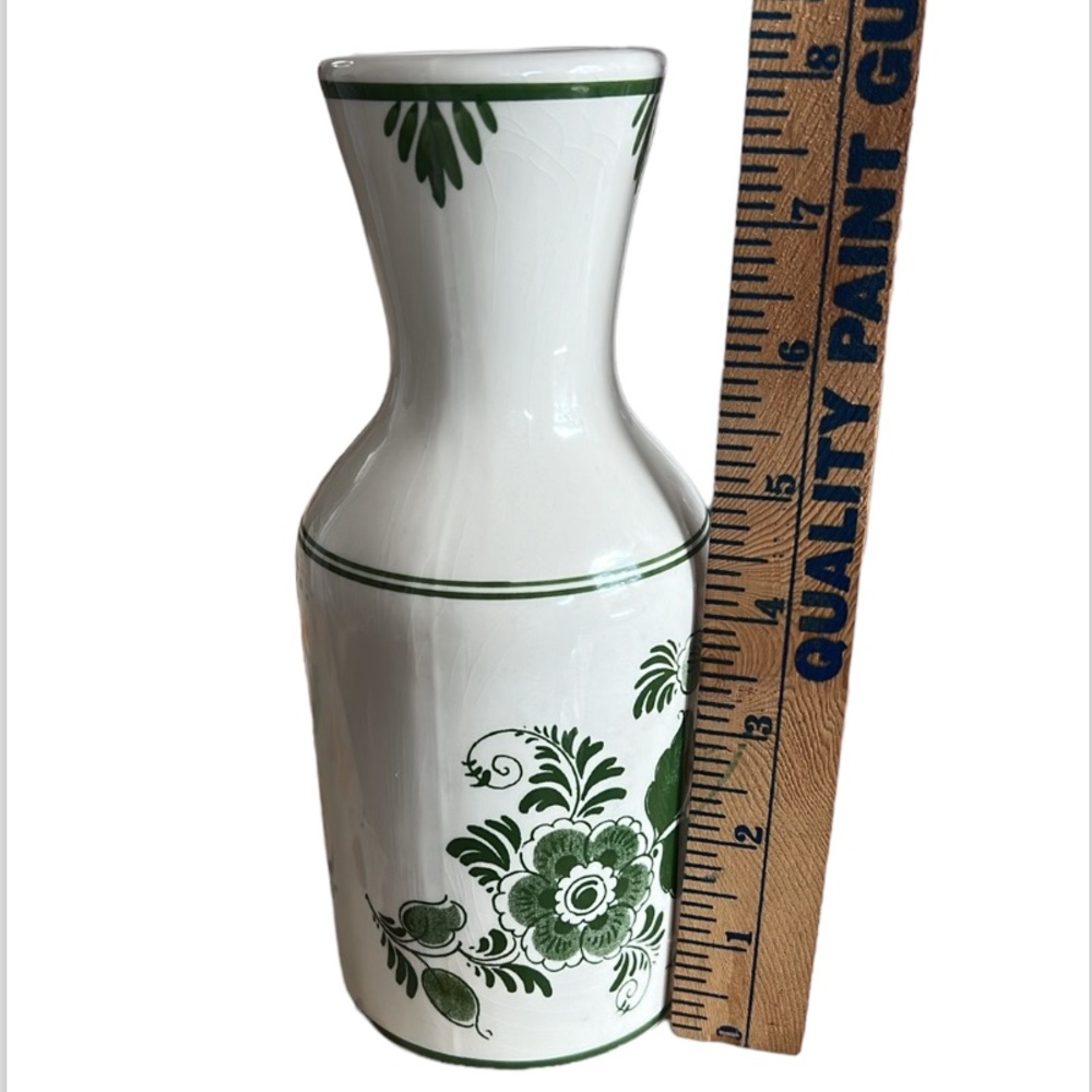 Vintage Delft Green Flowered Vase Carafe Made in Holland by Bols 1970 - Picture 11 of 13